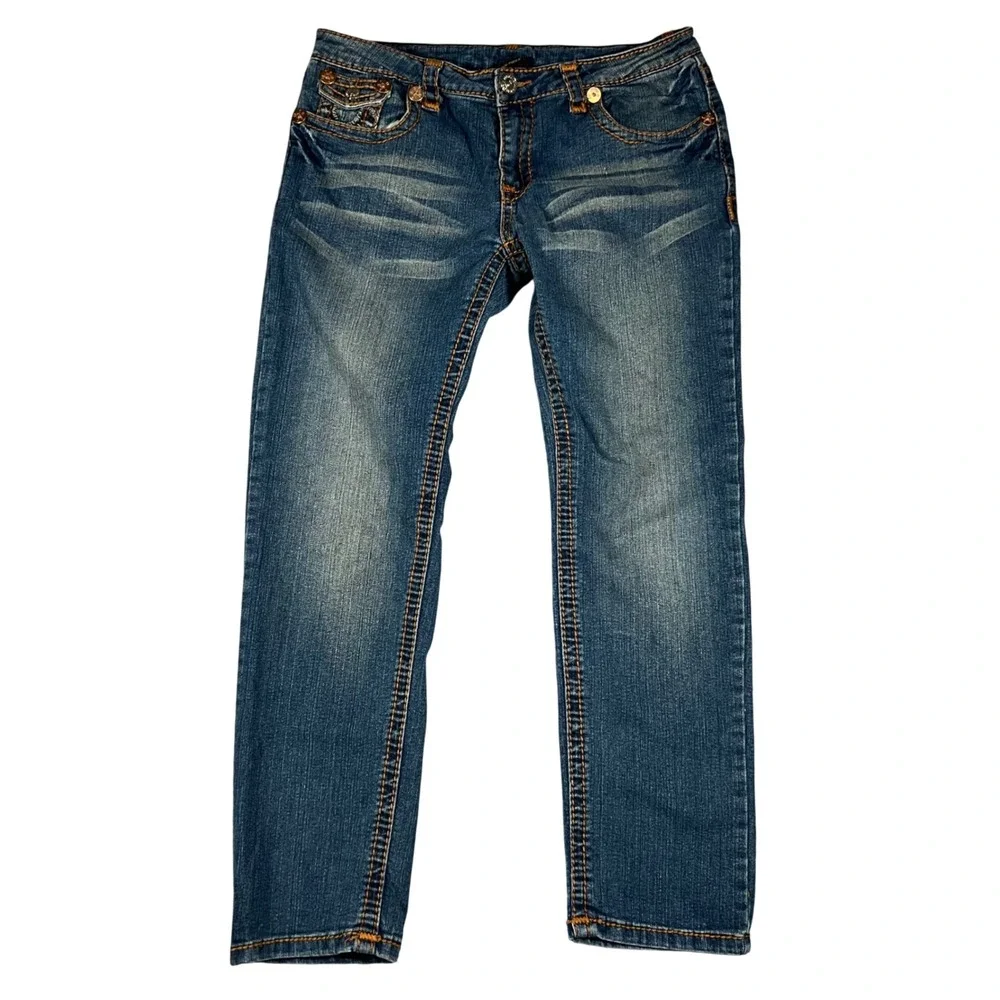 True Religion Joey Big T Flare Jeans‎ Medium Wash Blue Denim Size 34